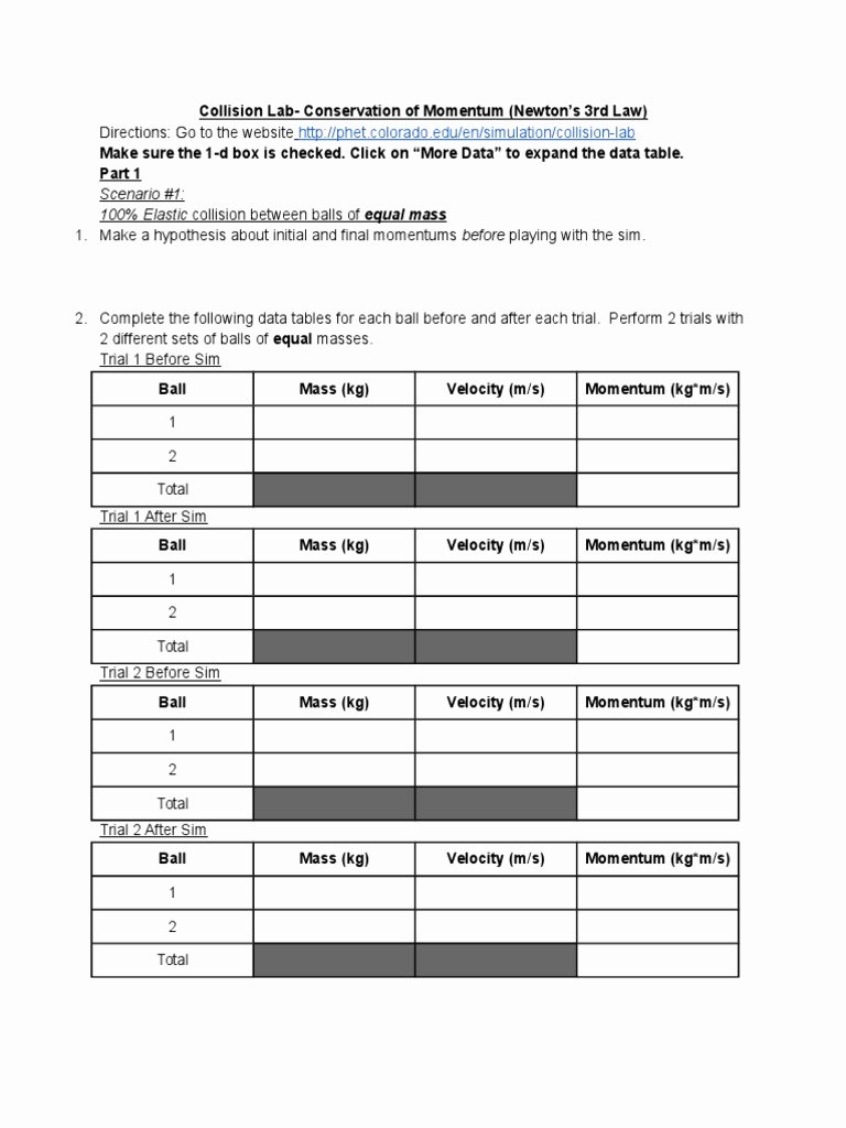 50 Momentum And Collisions Worksheet Answers