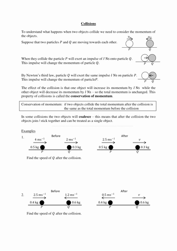 Momentum and Collisions Worksheet Answers Luxury Collisions Cons Of Momentum Worksheet with 50