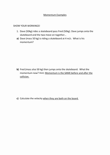 Momentum and Collisions Worksheet Answers Luxury Momentum Worksheets and Answers by Joetgm