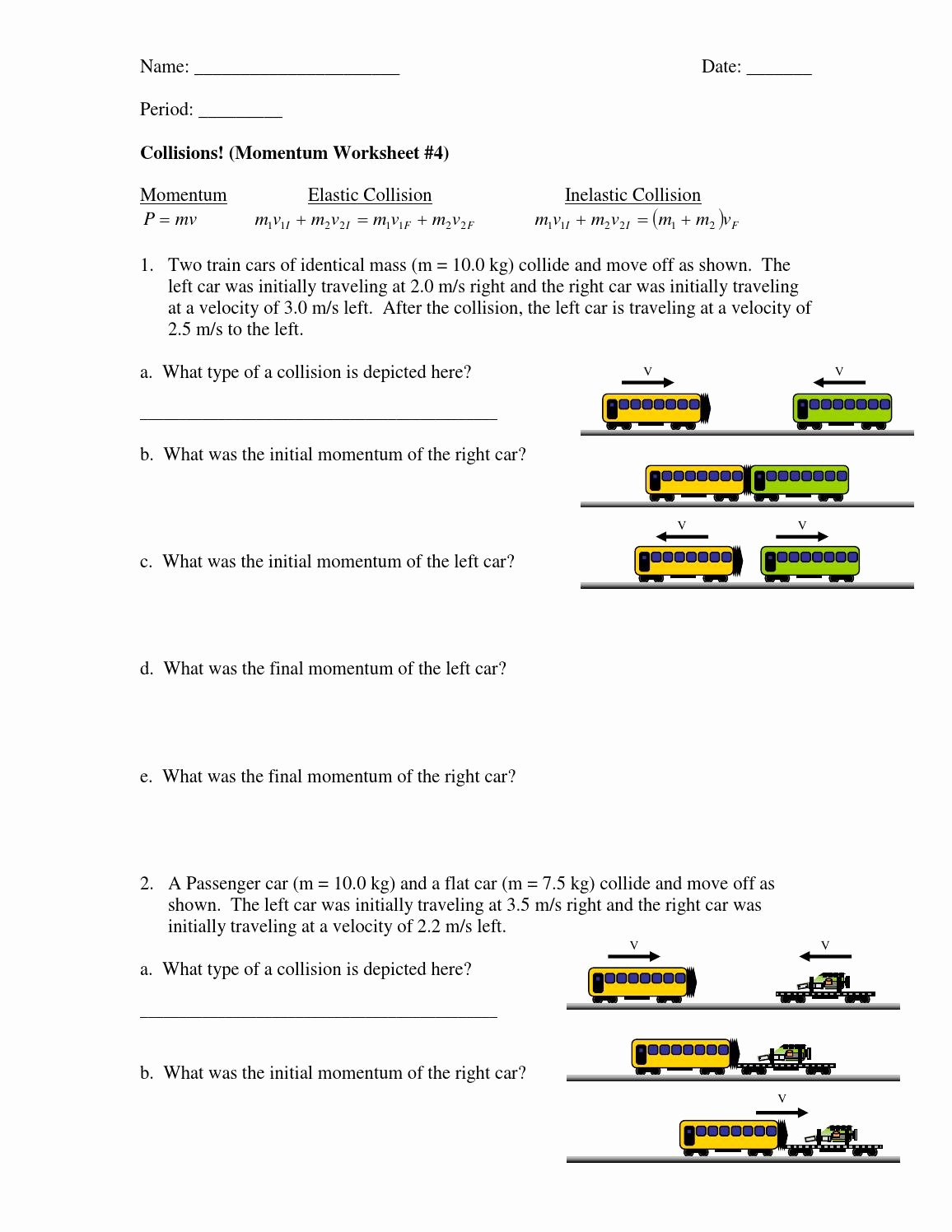 Momentum Worksheet Answer Key Elegant Inelastic Collisions Worksheet Student by Emlyn Majoos issuu