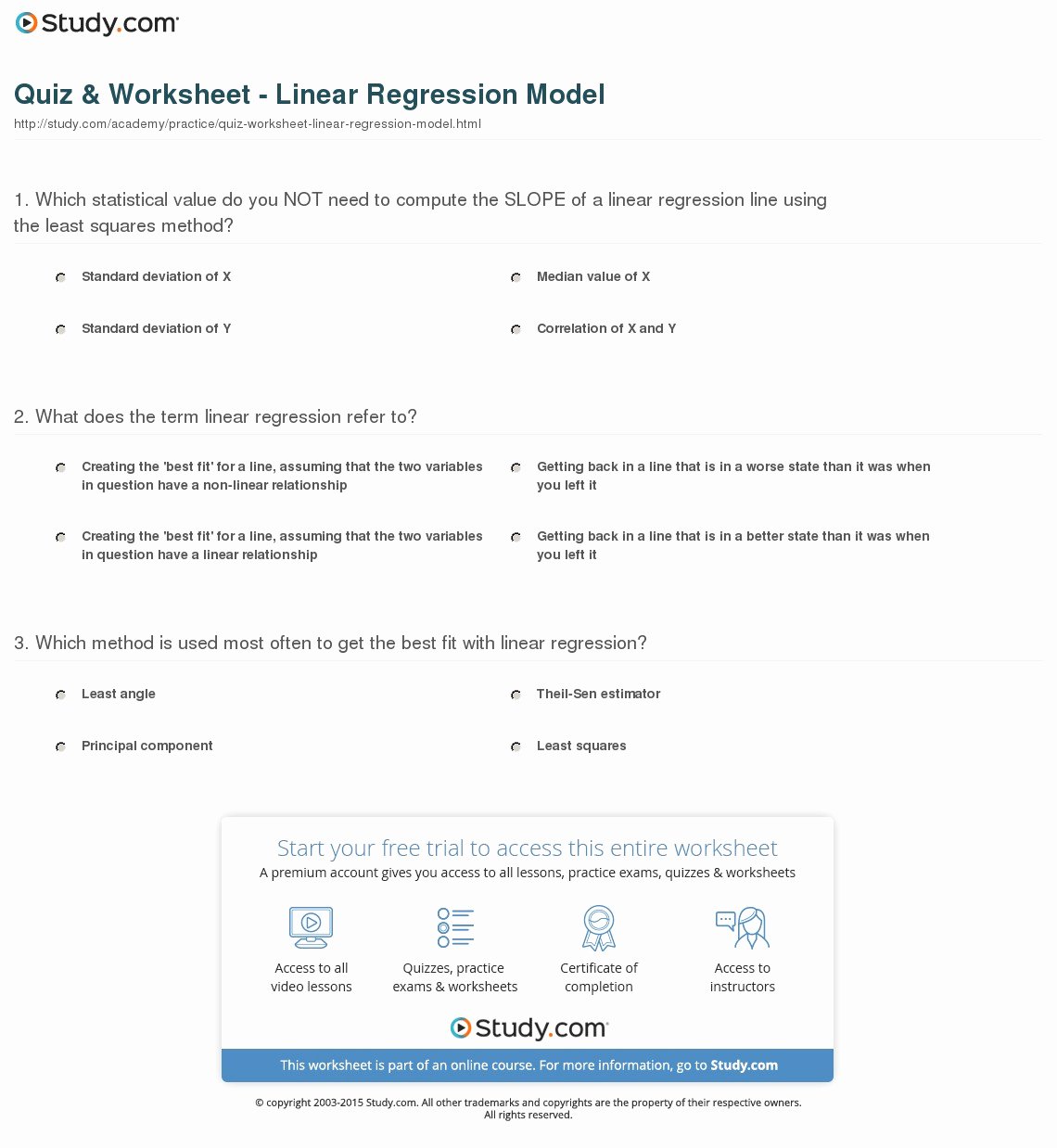 Momentum Worksheet Answer Key Fresh Quiz &amp; Worksheet Linear Regression Model