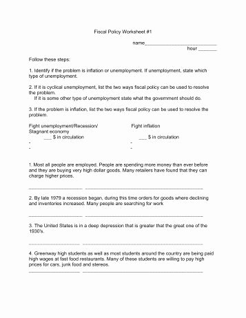 Monetary Policy Worksheet Answers Best Of Monetary and Fiscal Policy Worksheet 4 Moon Valley High