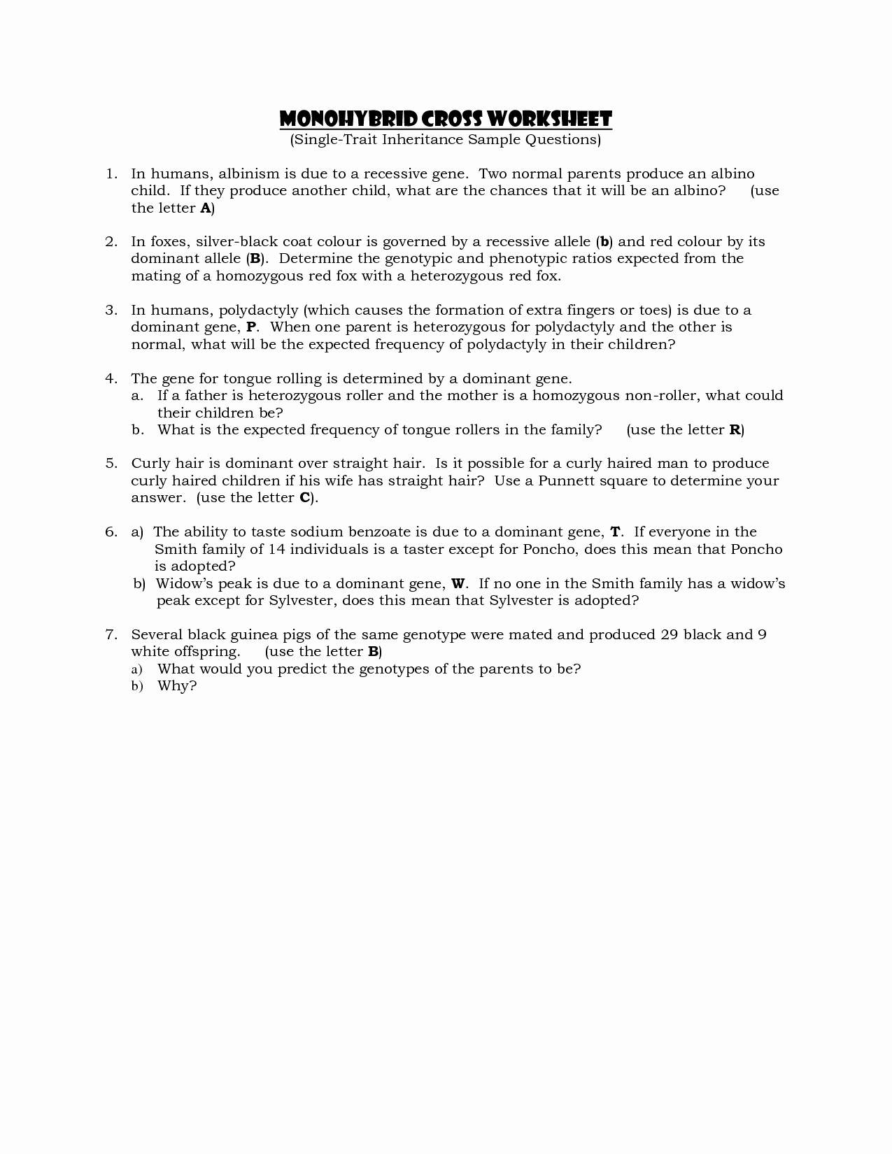 Monohybrid Cross Worksheet Answers Lovely 14 Best Of Monohybrid Cross Worksheet Answer Key
