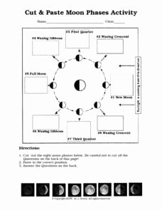 Moon Phases Worksheet Answers Awesome Cut and Paste Moon Phases Activity Worksheet for 7th