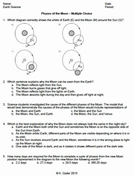 Moon Phases Worksheet Answers Awesome Worksheet Moon Phases Multiple Choice Editable