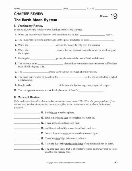 Moon Phases Worksheet Answers Beautiful the Earth Moon System Worksheet for 3rd 8th Grade