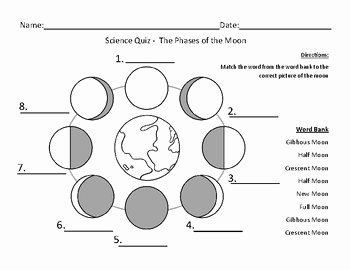 Moon Phases Worksheet Answers Best Of Phases Of the Moon Quiz by Tina Travers