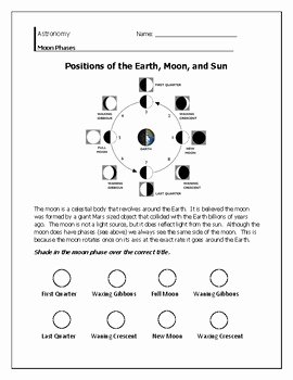 Moon Phases Worksheet Answers Inspirational Moon Phase Review Warm Up Matching Cut and Paste by the