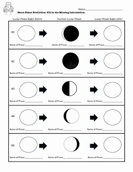 Moon Phases Worksheet Answers Lovely Moon Phase Prediction Worksheet and formative assessment