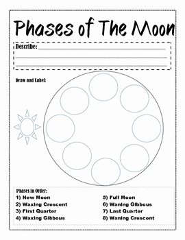 Moon Phases Worksheet Pdf Best Of Phases Of the Moon Worksheet by Bethany King