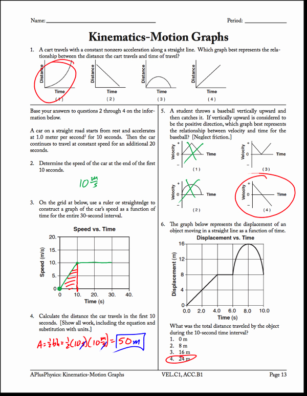 Motion Graph Analysis Worksheet New Motion Graphs Archives Regents Physics
