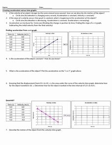 Motion Graphs Worksheet Answer Key Awesome Creating Acceleration Versus Time Graphs 10th 12th Grade