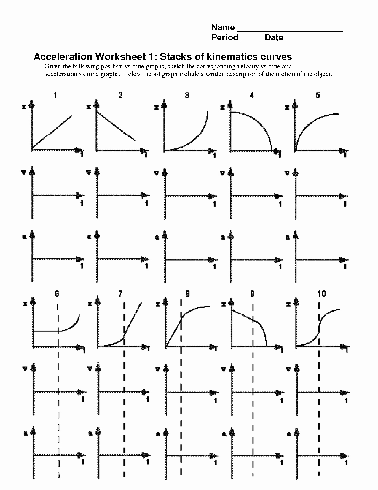 Motion Graphs Practice Worksheet