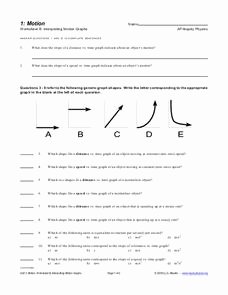 Motion Graphs Worksheet Answers Fresh Interpreting Motion Graphs 9th 12th Grade Worksheet
