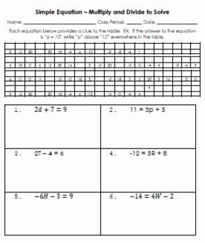 Multi Step Equations Worksheet Pdf Awesome Equations solving Two Step Equations Fun Puzzle