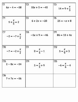 Multi Step Equations Worksheet Pdf Beautiful solving Two Step Equations Matching Worksheet by