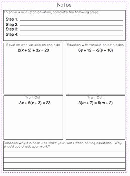 Multi Step Equations Worksheet Pdf Best Of Multi Step Equations Interactive Notes Worksheet and
