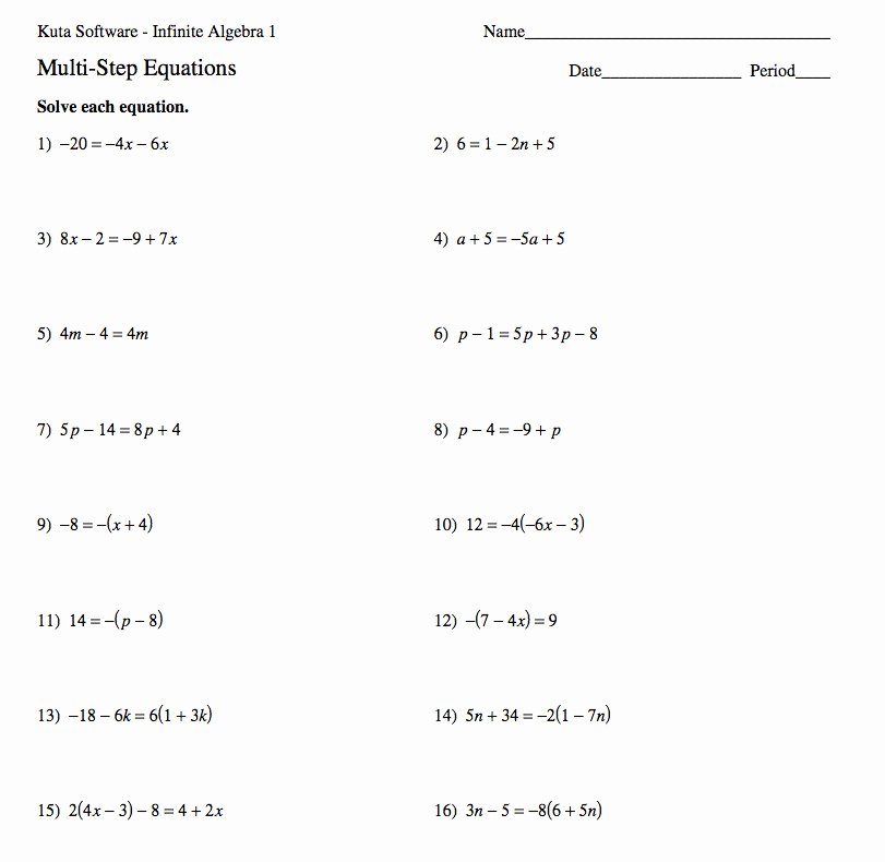 Multi Step Equations Worksheet Pdf Best Of Variables Both Sides Worksheet