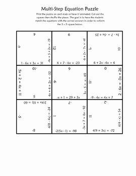 Multi Step Equations Worksheet Pdf Elegant solving Multi Step Equations Puzzle by Jaquelyn Wolford