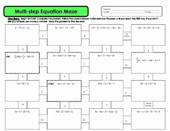 Multi Step Equations Worksheet Pdf Inspirational Multi Step Equation Maze by Shawna H