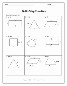 Multi Step Equations Worksheet Pdf New solving Multi Step Equations as Perimeter Problems
