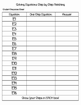 Multi Step Equations Worksheet Pdf Unique solving Two Step Equations Matching Worksheet by