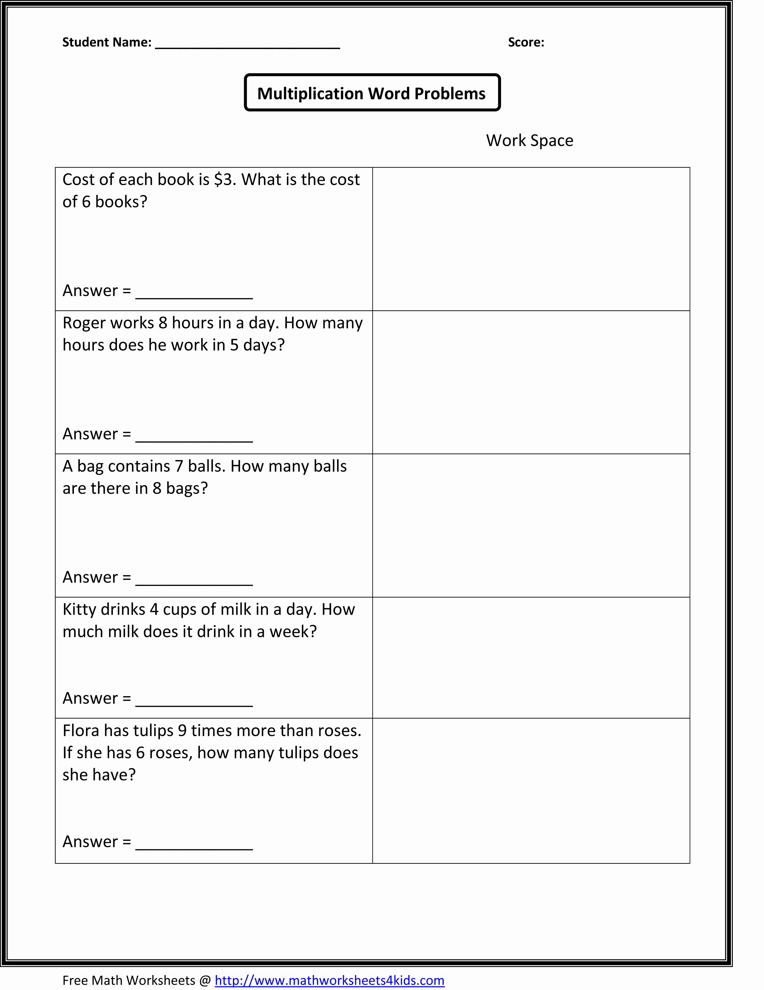 50 Multiplication Fraction Word Problems Worksheet