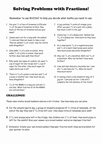 Multiplication Fraction Word Problems Worksheet Inspirational Adding and Subtracting Fraction Word Problems by Evh4
