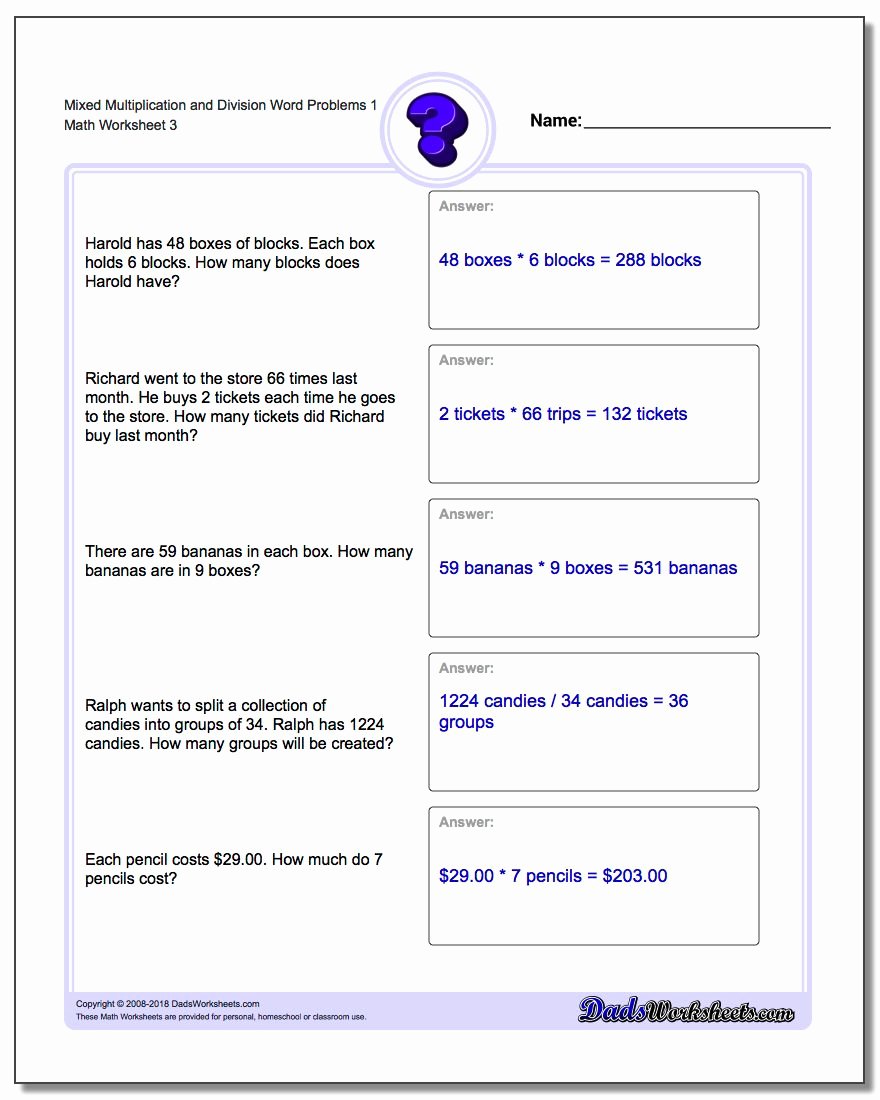 Multiplication Fraction Word Problems Worksheet Inspirational Mixed Multiplication and Division Word Problems