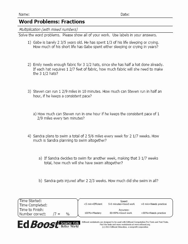 Multiplication Fraction Word Problems Worksheet New Word Problems Fractions Multiplication with Mixed