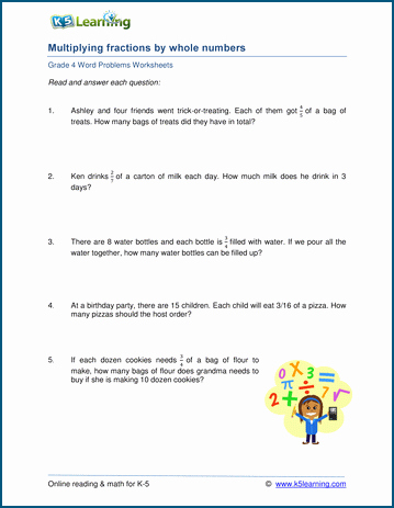 Multiplication Fraction Word Problems Worksheet Unique Grade 4 Word Problem Worksheets Multiply Fractions by