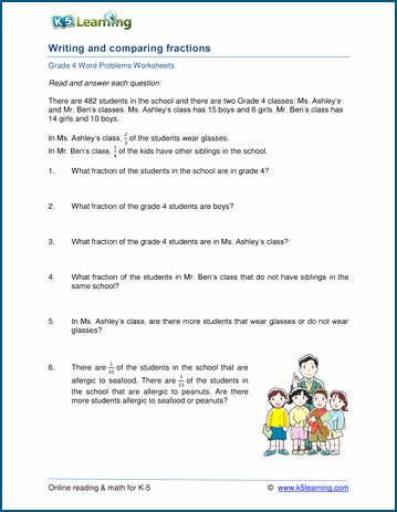 Multiplication Fraction Word Problems Worksheet Unique Grade 4 Writing and Paring Fractions Word Problem