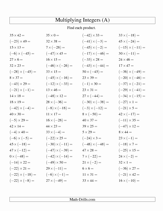 Multiplication Of Integers Worksheet Best Of Pin On Middle School