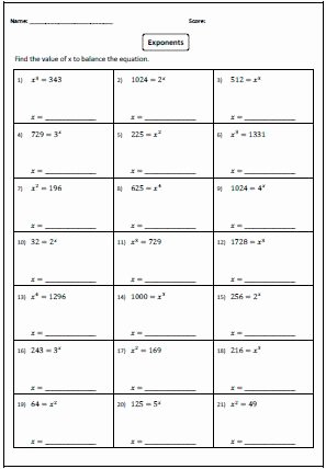 Multiplication Properties Of Exponents Worksheet Luxury Missing Base or Exponent College Algebra