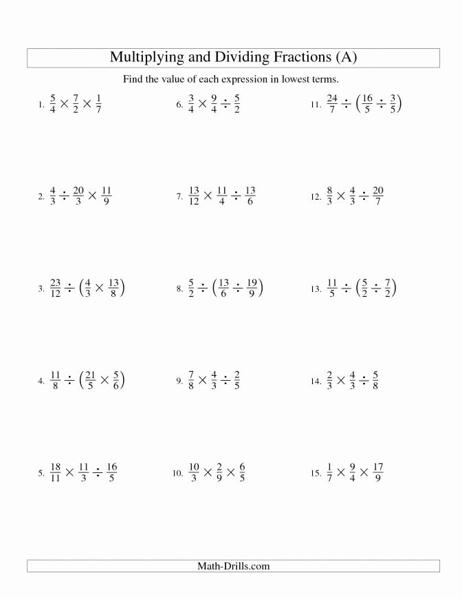 Multiply and Divide Integers Worksheet Best Of Multiplying and Dividing Fractions with Three Terms A