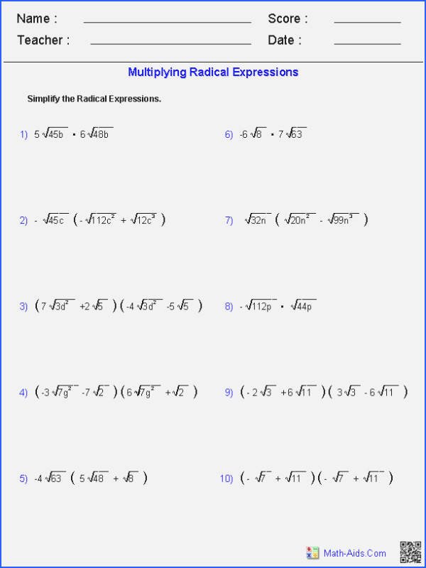 Multiply Radical Expressions Worksheet Elegant Multiplying Monomials Worksheet