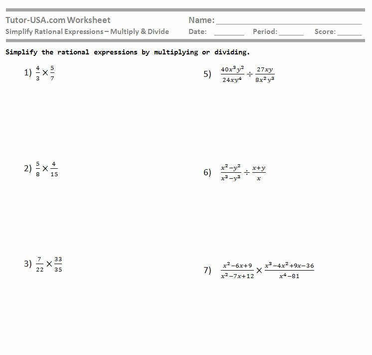Multiply Rational Expressions Worksheet Awesome Multiplying and Dividing Rational Expressions Worksheet