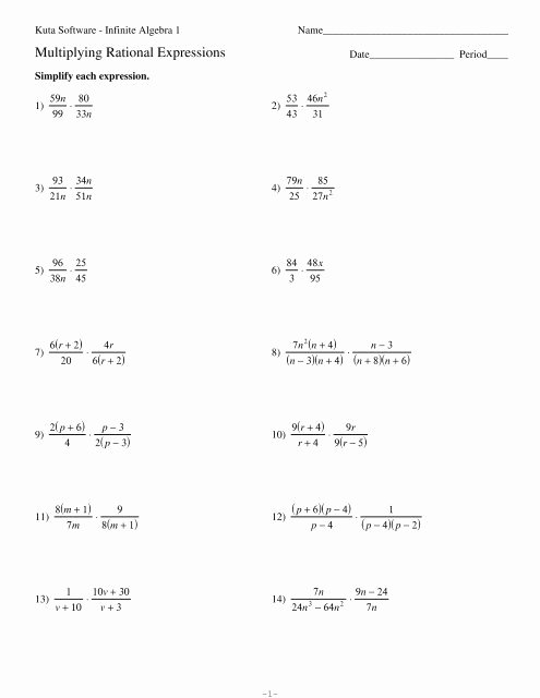 Multiply Rational Expressions Worksheet Awesome Multiplying Rational Expressions Pdf Kuta software
