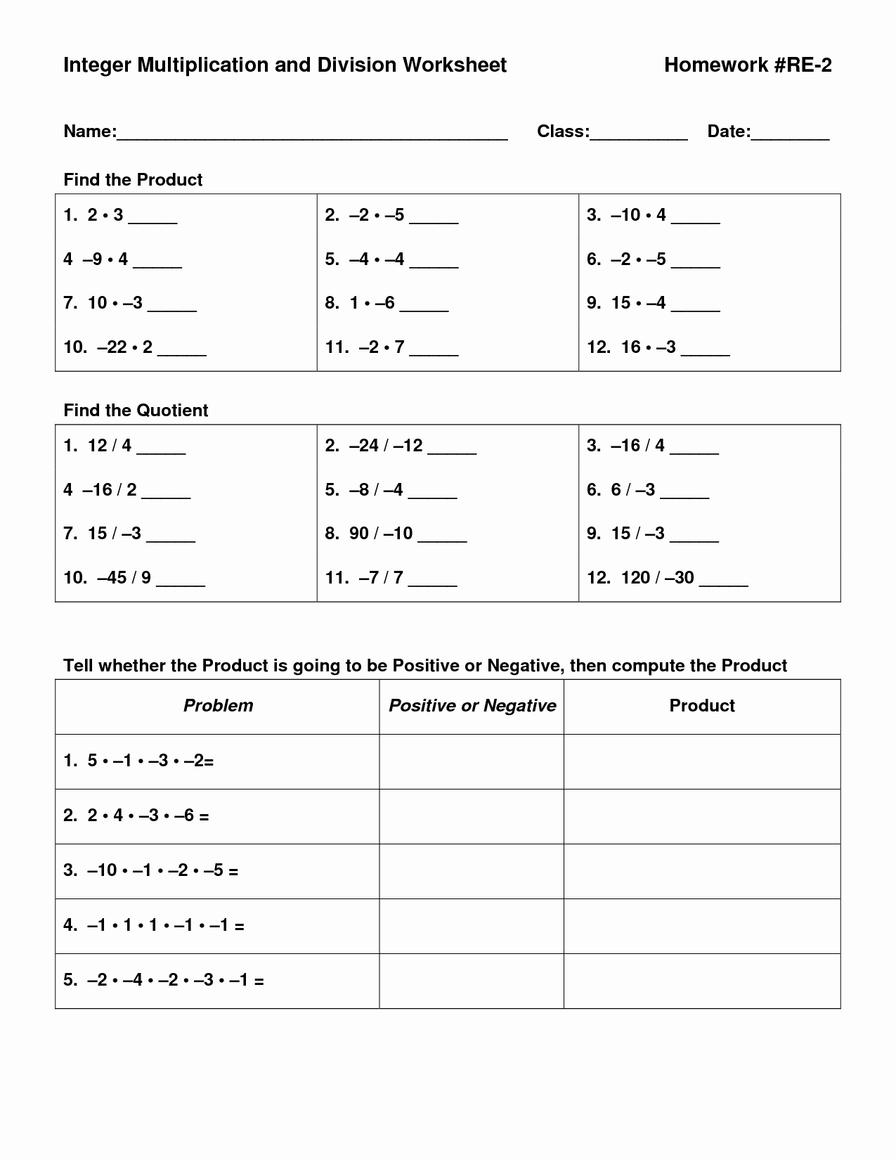 Multiplying and Dividing Integers Worksheet Awesome 12 Best Of Multiplication Negative Numbers