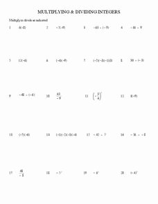 Multiplying and Dividing Integers Worksheet Awesome Multiplying &amp; Dividing Integers Worksheet for 6th 8th