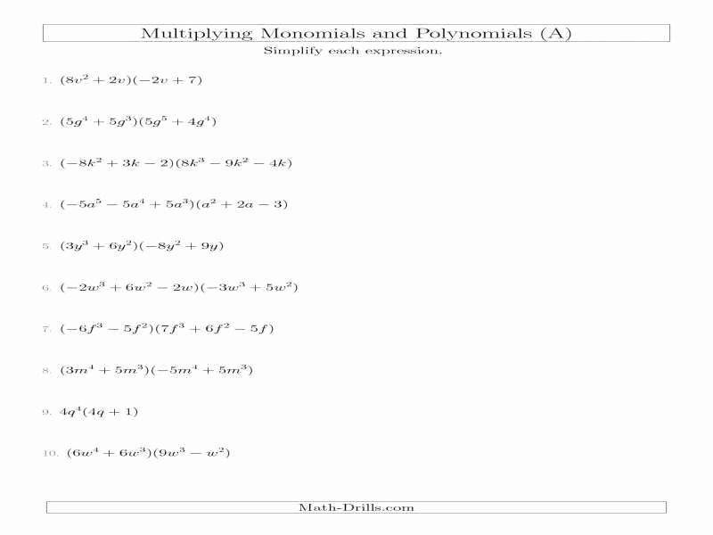 Multiplying and Dividing Monomials Worksheet Elegant Multiplying Monomials Worksheet