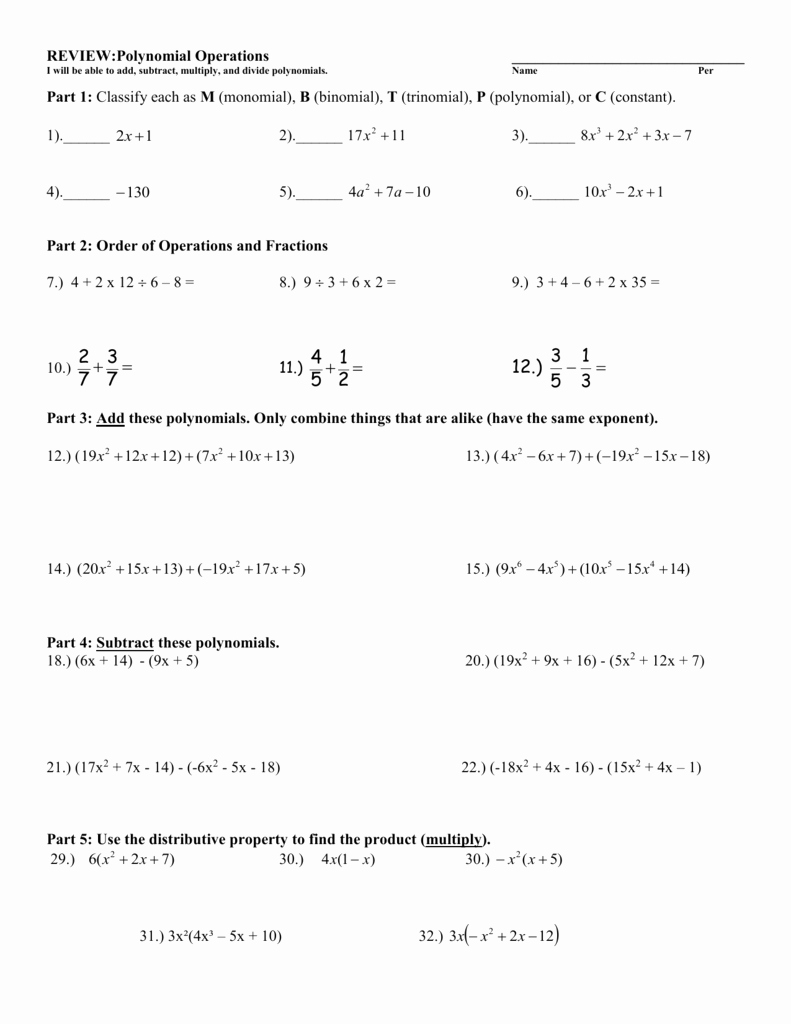 Multiplying and Dividing Monomials Worksheet Fresh Polynomials Worksheet 1