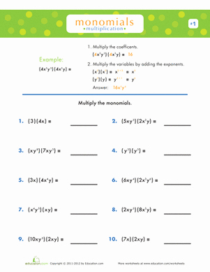 Multiplying and Dividing Monomials Worksheet Lovely Multiplying Monomials Worksheets