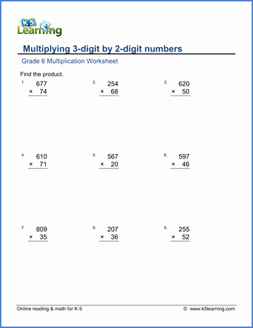 Multiplying by 6 Worksheet Awesome Grade 6 Math Worksheet Multiplication and Division