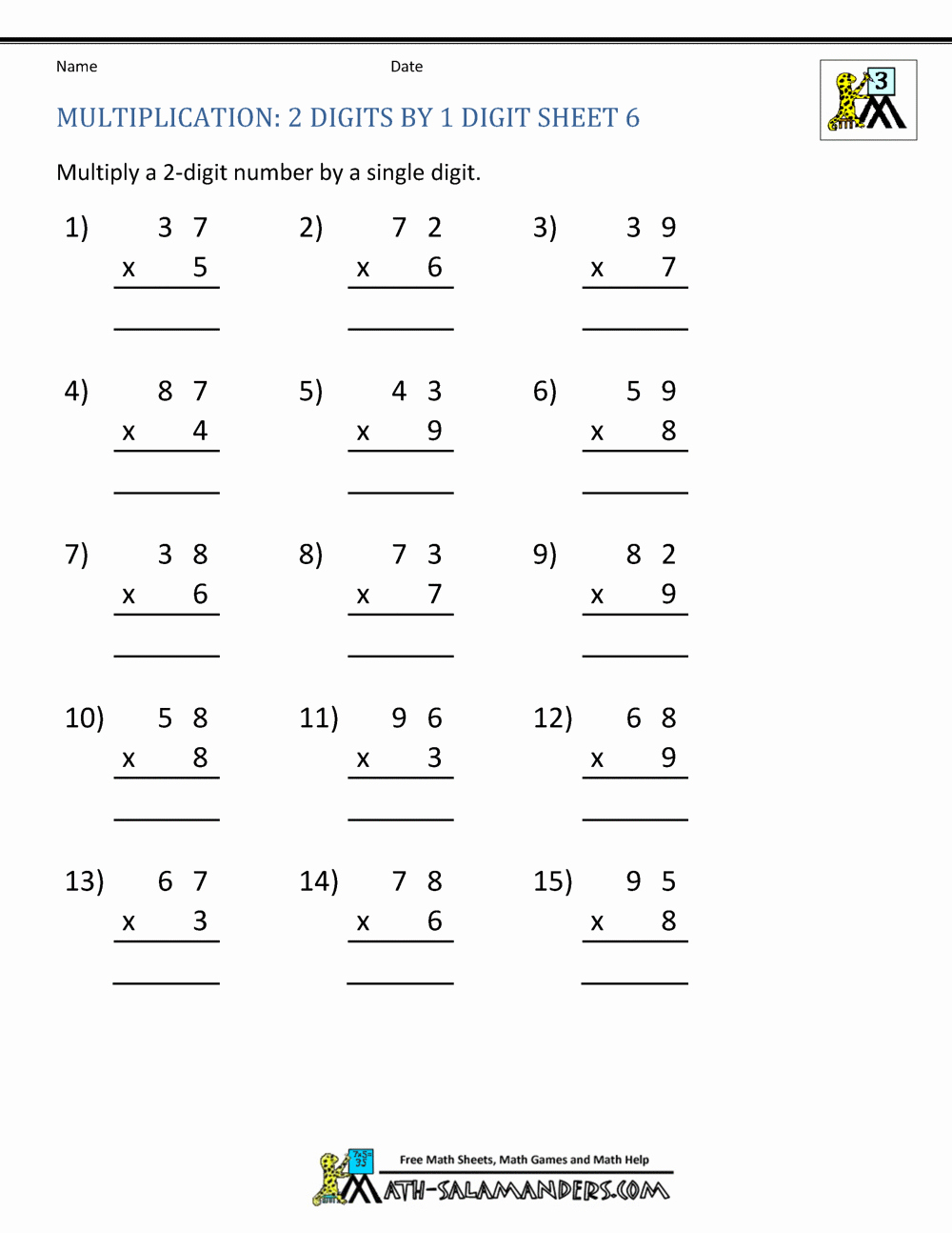 Multiplying by 6 Worksheet Beautiful Multiplication Practice Worksheets Grade 3