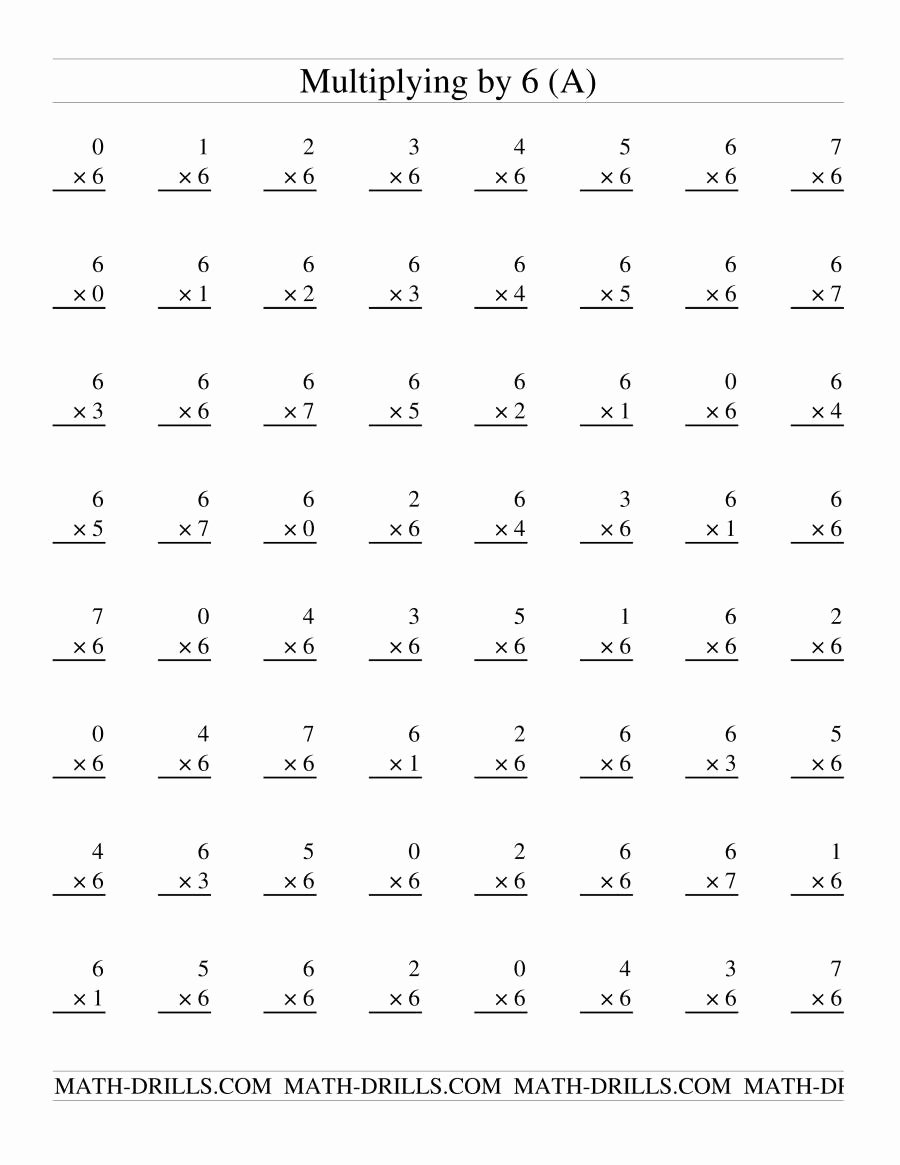 Multiplying by 6 Worksheet Fresh Facts to 49 Multiplying by 6 A