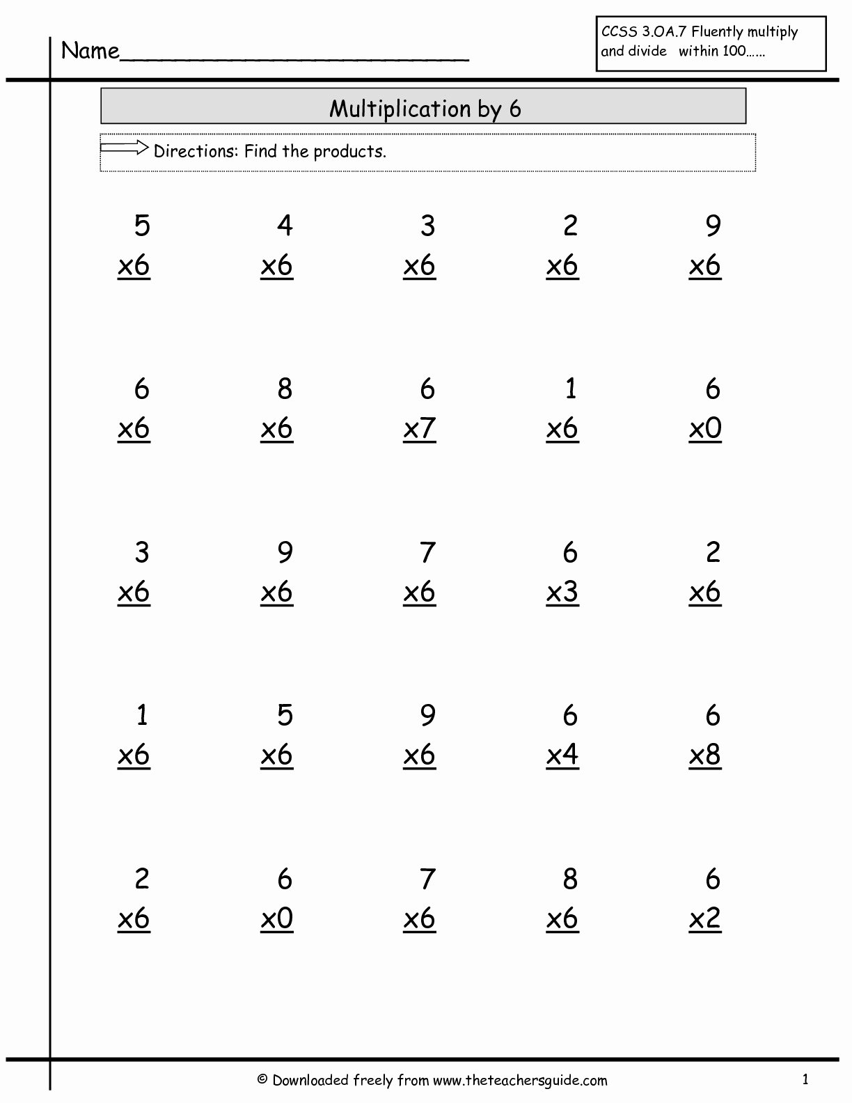Multiplying by 6 Worksheet Fresh Multiplication Facts Worksheets From the Teacher S Guide