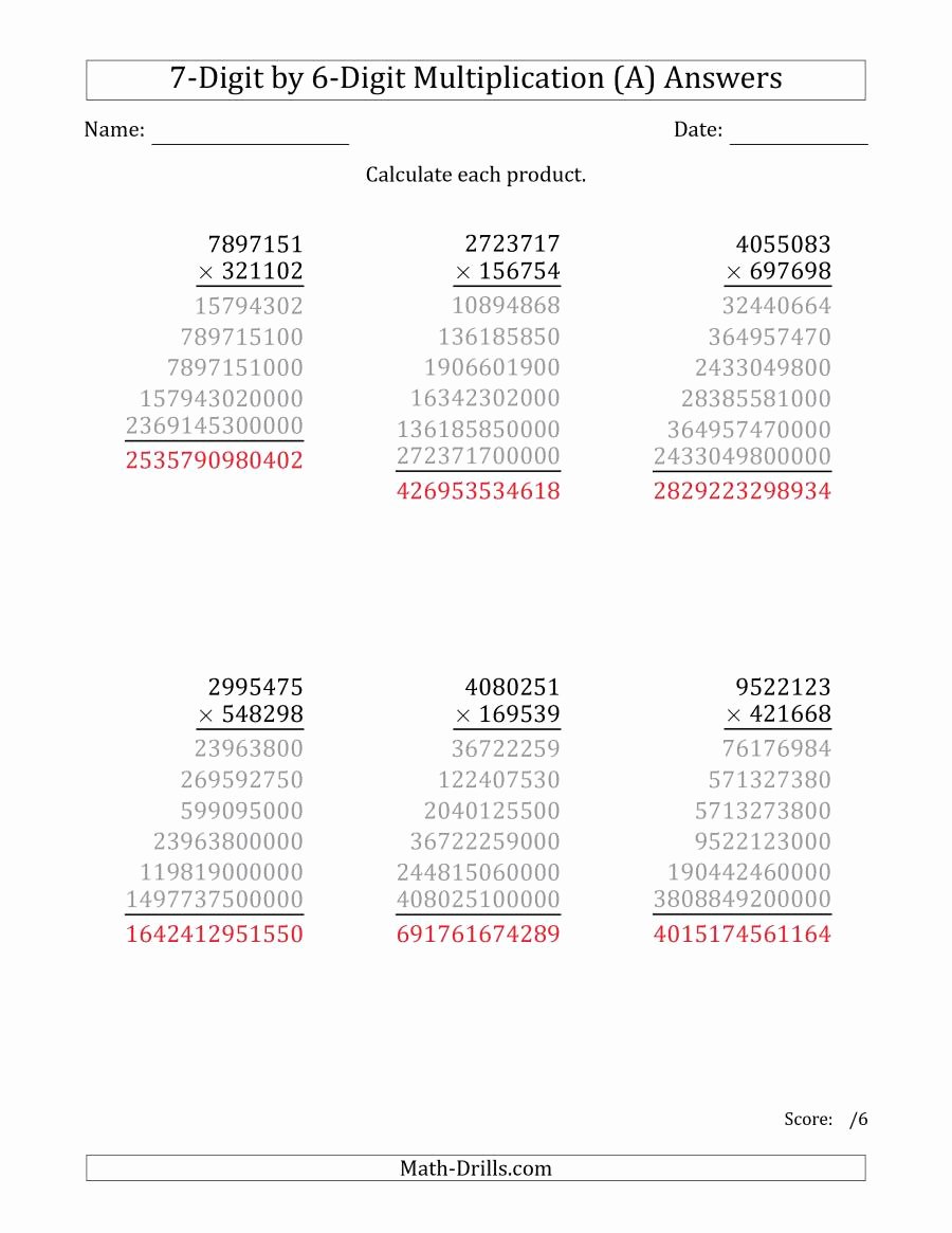 50 Multiplying By 6 Worksheet