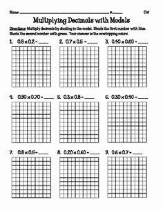 Multiplying Fractions area Model Worksheet New Multiplying Decimals with Models 5 Nbt7 From Miss