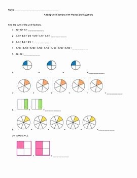 Multiplying Fractions Using Models Worksheet Lovely Add Unit Fractions with Models and Equations Worksheet